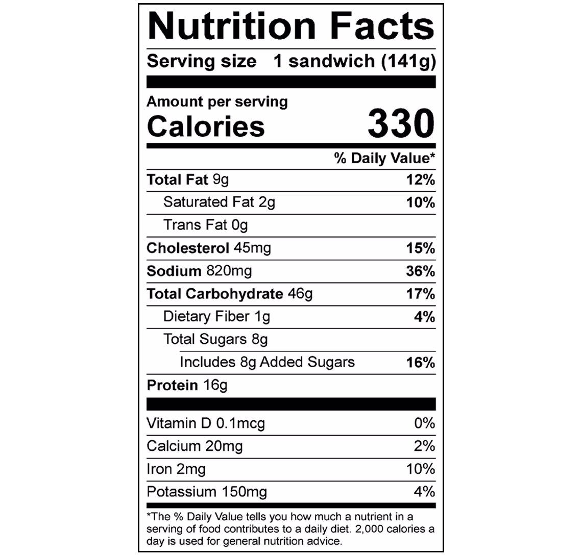 Skinny Butcher Crazy Crispy® Chicken & Pancake Sandwich Nutrition Facts