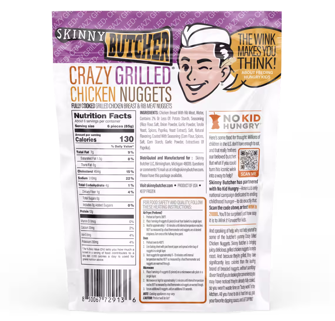 Skinny Butcher Crazy Grilled™ Chicken Nuggets Back